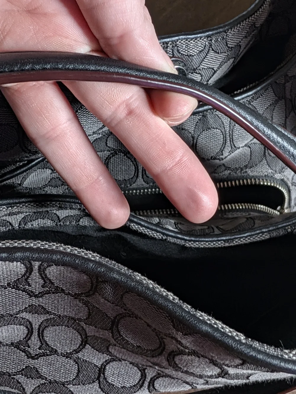 Coach Phoebe Shoulder Bag in Signature Canvas Smoke Black Gray
